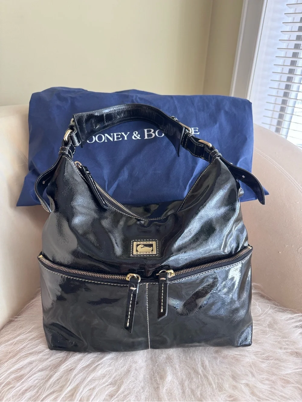 Dooney & Bourke Black Patent Leather Hobo